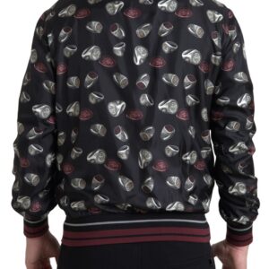 Black Ring Print Silk Crewneck Sweater