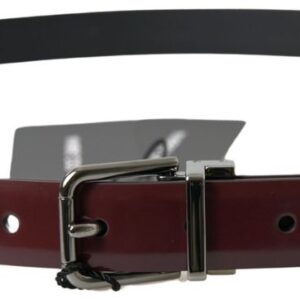 Bordeaux Leather Silver Metal Buckle Belt