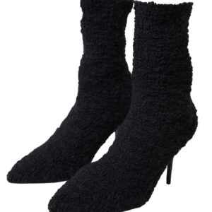 Black Stiletto Heels Mid Calf Boots