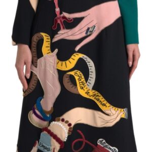 Multicolor Long Sleeves A-line Maxi Dress