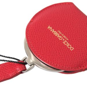 Red Calfskin Leather Hand Mirror Holder