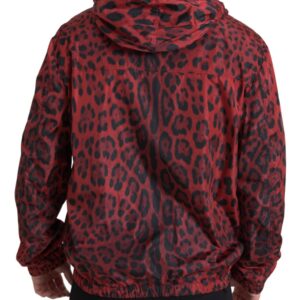 Red Leopard Hooded Bomber Full Zip Jacket