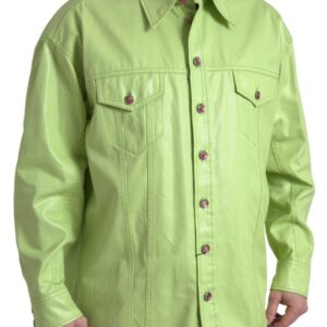 Green Cotton Collared Button Down Shirt