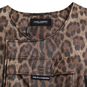Brown Leopard Silk Sleeveless Sportswear