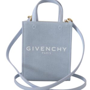 Blue Coated Canvas Vertical Cloud Mini Shoulder Bag