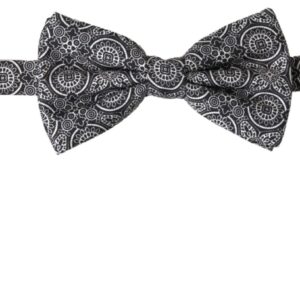 Black White Pattern Adjustable Neck Papillon Bow Tie
