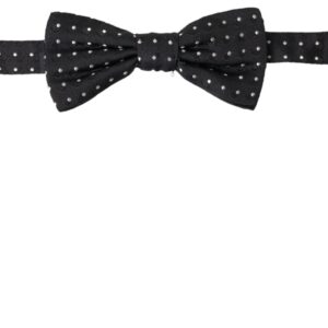Black Polka Dot Silk Adjustable Men Neck Papillon Bow Tie