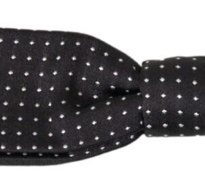 Black Polka Dot Silk Adjustable Men Neck Papillon Bow Tie