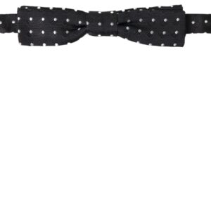 Black Polka Dot Silk Adjustable Men Neck Papillon Bow Tie