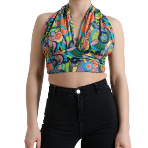 Multicolor Halter Sleeveless Cropped Tank Top