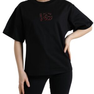 Black Cotton DG Crystal Crewneck Tee T-shirt