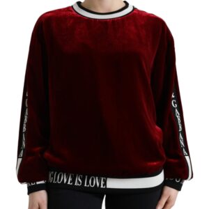 Bordeaux Velvet Crew Neck Pullover Sweater