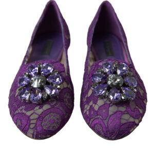 Purple Vally Taormina Lace Crystals Flats Shoes