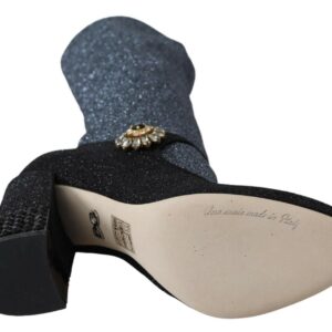 Black Crystal Mary Janes Booties Shoes