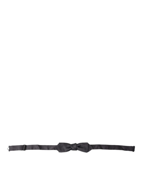 Dark Gray Silk Adjustable Neck Men Papillon Bow Tie