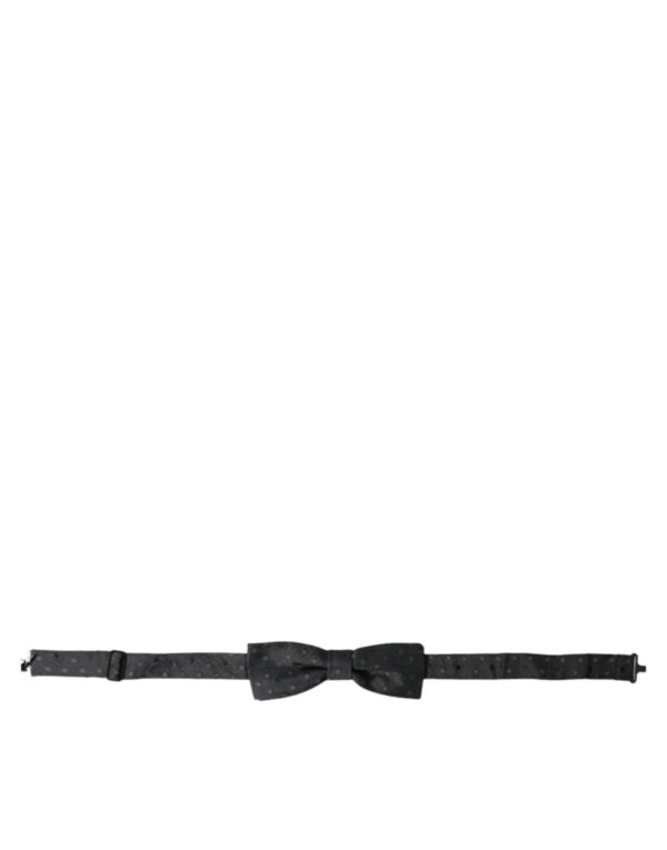 Gray Polka Dot Silk Adjustable Neck Men Papillon Bow Tie