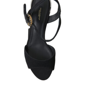 Black Crystals Ankle Strap Sandals Shoes