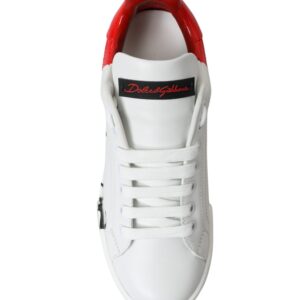 White Red Lace Up Womens Low Top Sneakers Shoes