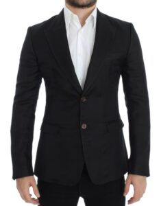 Black silk slim fit blazer