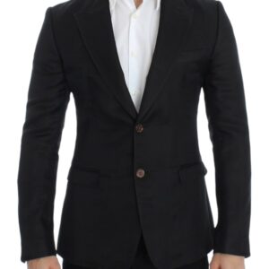 Black silk slim fit blazer