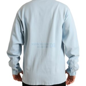 Light Blue Cotton Buttoned Pullover Sweater