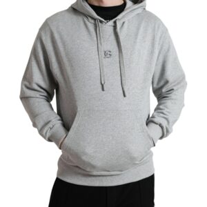 Gray Cotton Logo Hooded Sweatshirt Sweater