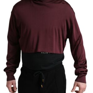 Maroon Viscose Turtleneck Pullover Sweater