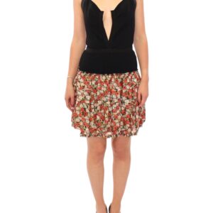 Multicolor floral bubble halterneck dress