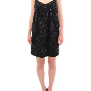 Black floral crystal embedded dress