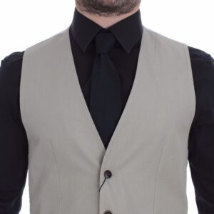 Beige Silk Blend Dress Formal Vest Gilet