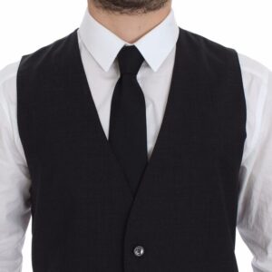 Gray Slim Fit Button Front Dress Formal Vest