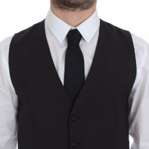 Gray Wool Stretch Dress Vest Blazer