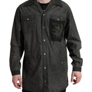 Dark Gray Cotton Collared Long Sleeves Shirt