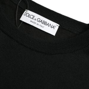 Black Wool Round Neck Pullover Sweater