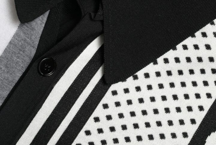 Black White Jumper Cardigan Polo Sweater - Jag Couture London