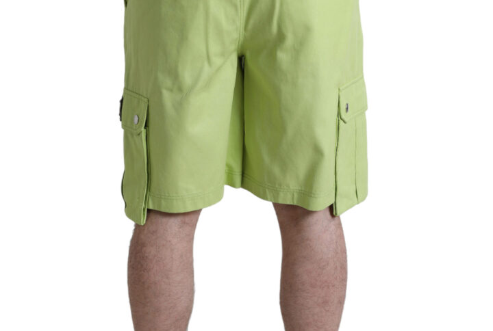 Light Green Cotton Men Cargo Bermuda Shorts - Jag Couture London