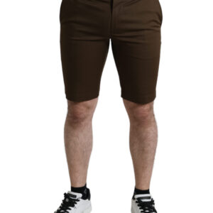 Brown Cotton Stretch Men Bermuda Shorts