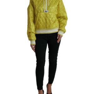 Yellow Nylon Quilted Hooded Pullover Jacket