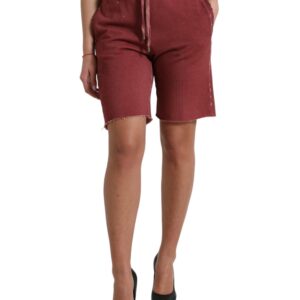 Maroon Cotton High Waist Sweatshorts Shorts
