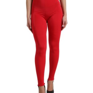 Red Nylon DG Logo Slim Leggings Pants