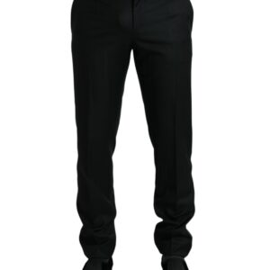 Black Wool Slim Fit Formal Trouser Dress Pants