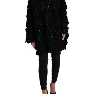 Black Sequined Embellished Pullover Sweater