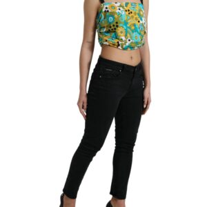 Multicolor Floral Sleeveless Cropped Top