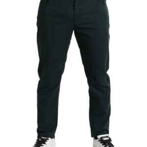 Green Cotton Stretch Skinny Men Denim Jeans