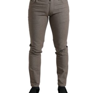 Brown Cotton Stretch Skinny Men Pants