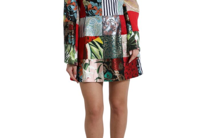 Multicolor Floral Patchwork Shift Mini Dress - Jag Couture London