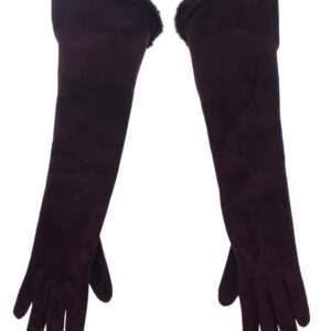 Purple Mink Fur Goatskin Suede Leather Gloves