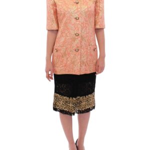 Pink Silk Brocade Crystal Jacket Coat