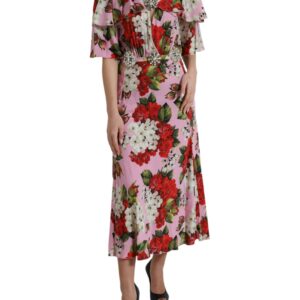 Multicolor Floral Crystal Embellished A-line Dress
