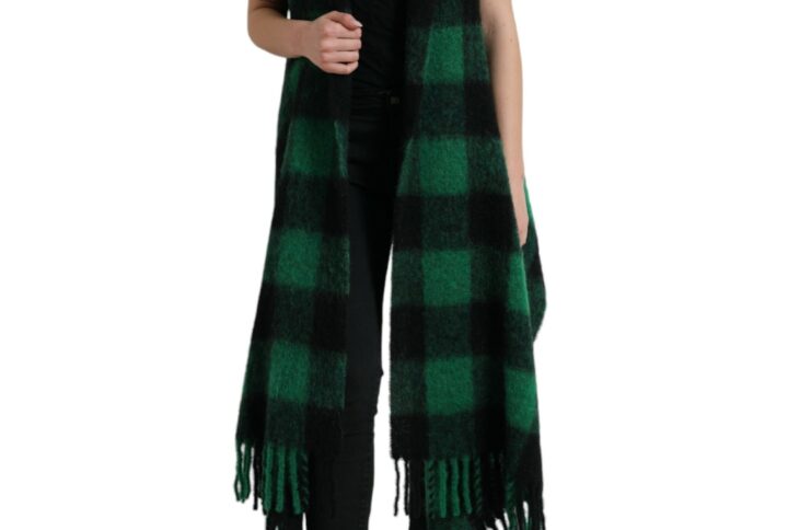 Black Green Buffalo Check Poncho Coat Jacket - Jag Couture London